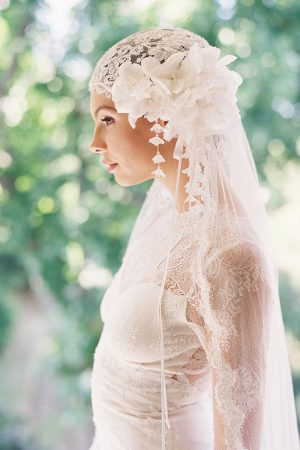 Manon Lace Silk Juliet Bridal Cap No. 1918