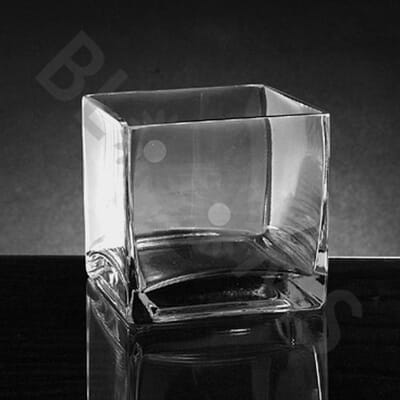Xsmall Square Glass Vase (4"H x 4" x 4")