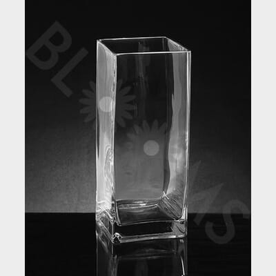 Large Square Glass Vase (14"H x 5" x 5")
