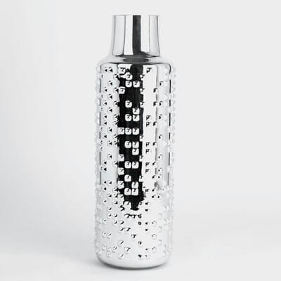 15 Inch H X 3 Inch Silver Textured Round Cylinder