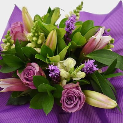 Premium Gift Bouquet Lavender & Pink Cupcake