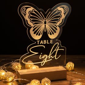 Lighted Butterfly Acrylic Table Number Sign CTL017