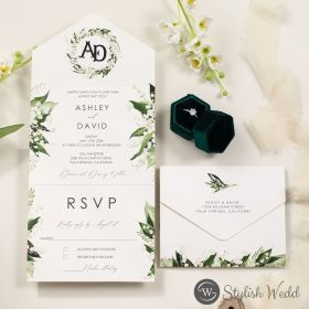Versatile Leafy Elegance All-In-One Foldable Flat Invitation Swi163