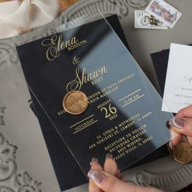 Simple Elegant Calligraphy Acrylic Wedding Invitations CAX088