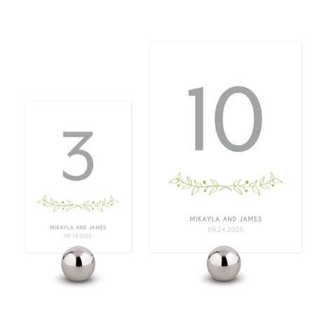 Personalized Wedding Reception Table Number Cards - Woodland - Pack of 12