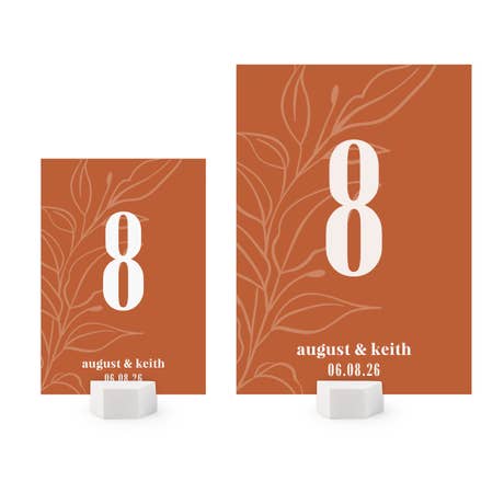 Personalized Wedding Reception Table Number Cards - Desert Floral - Pack of 12