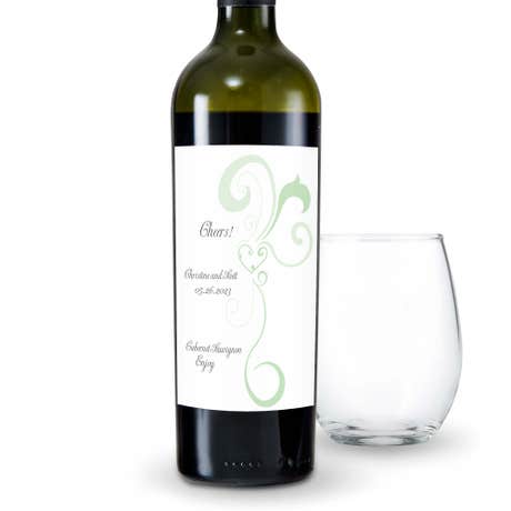 Personalized Wine Bottle Labels - Heart Filigree