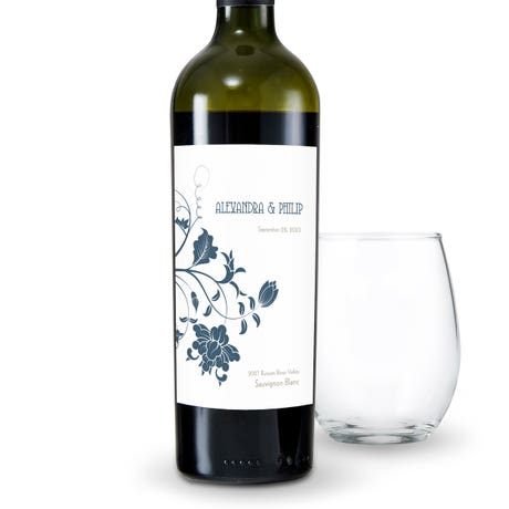 Personalized Wine Bottle Labels - Floral Orchestra
