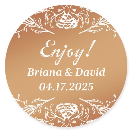 Personalized 2" Round Metallic Favor Sticker - Vintage Romance
