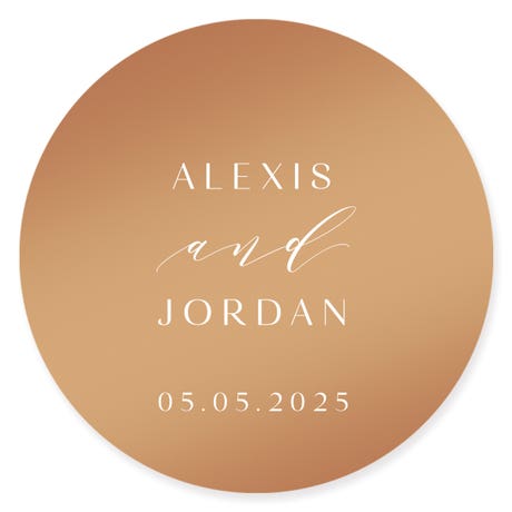 Personalized 2" Round Metallic Favor Sticker - Modern Couple
