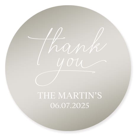 Personalized 2" Round Metallic Favor Sticker - Thank You