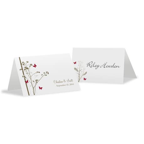 Personalized 2" x 3" Tent Place Card - Romantic Butterfly - Pack of 10