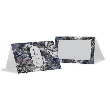 Personalized 2" x 3" Tent Place Cards - Dark & Moody Monogram - Pack of 10
