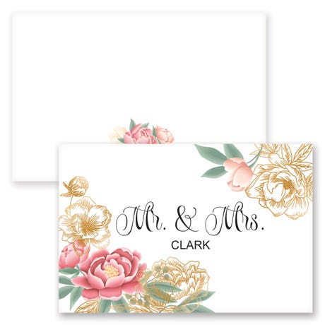 Personalized 2" x 3" Flat Place Cards - Modern Floral - Pack of 10