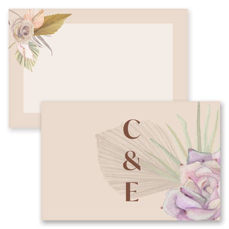 Personalized 2" x 3" Flat Place Cards - Sunkissed Desert Monogram - Pack of 10