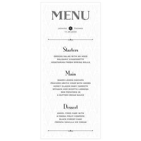 Black And Gold Opulence Menu Card