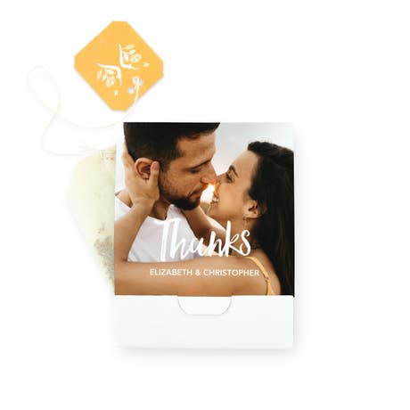 Personalized Photo Tea Bag Wrapper for Favors - Handwritten Elegance