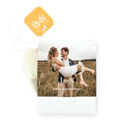 Personalized Photo Tea Bag Wrapper for Favors - Modern Love