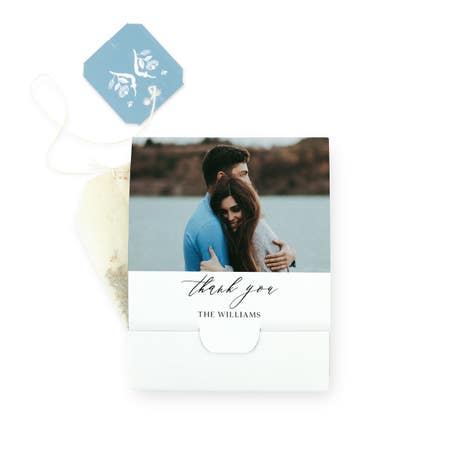Personalized Photo Tea Bag Wrapper for Favors - Scripted Beginnings
