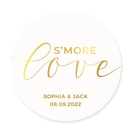 Personalized 3" Round Gift Sticker - S'more Love