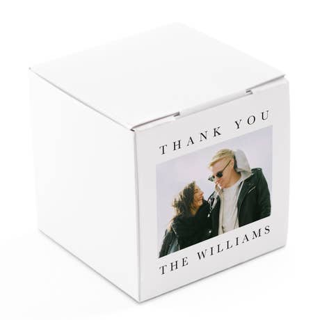 Miniature Custom Photo Printed Square Paper Favor Boxes - Timeless Snapshot