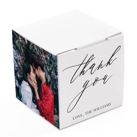 Miniature Custom Photo Printed Square Paper Favor Boxes - Scripted Beginnings