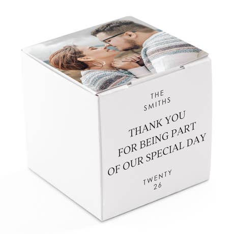 Miniature Custom Photo Printed Square Paper Favor Boxes - Simple Sentiments