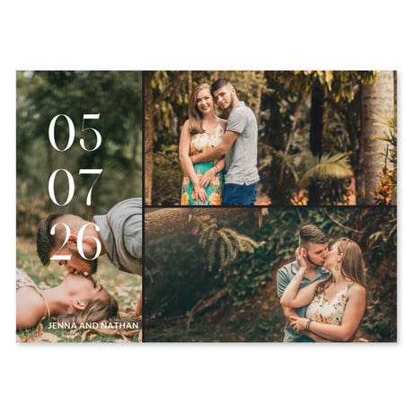 Landscape Custom Printed Multi-Photo Collage Wedding Save the Date Cards - Modern Love