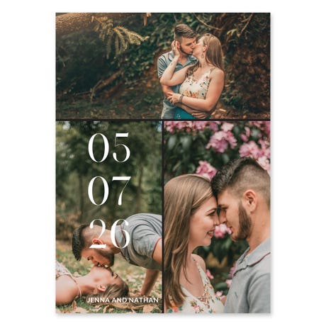 Portrait Custom Printed Multi-Photo Collage Wedding Save the Date Cards - Modern Love