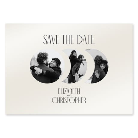 Landscape Custom Printed Multi-Photo Collage Wedding Save the Date Cards - Luna Moon Phases