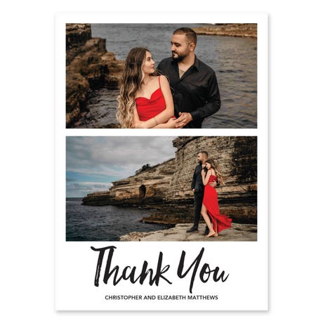 Portrait Custom Printed Multi-Photo Collage Thank You Cards - Handwritten Elegance
