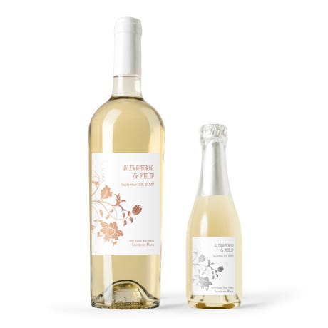 Personalized Foil Printed Wine Bottle Labels - Floral Orchestra