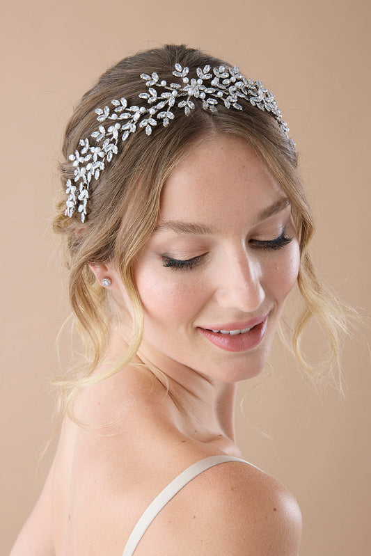 Noor-Pearls And Simulated Diamond Headpiece
