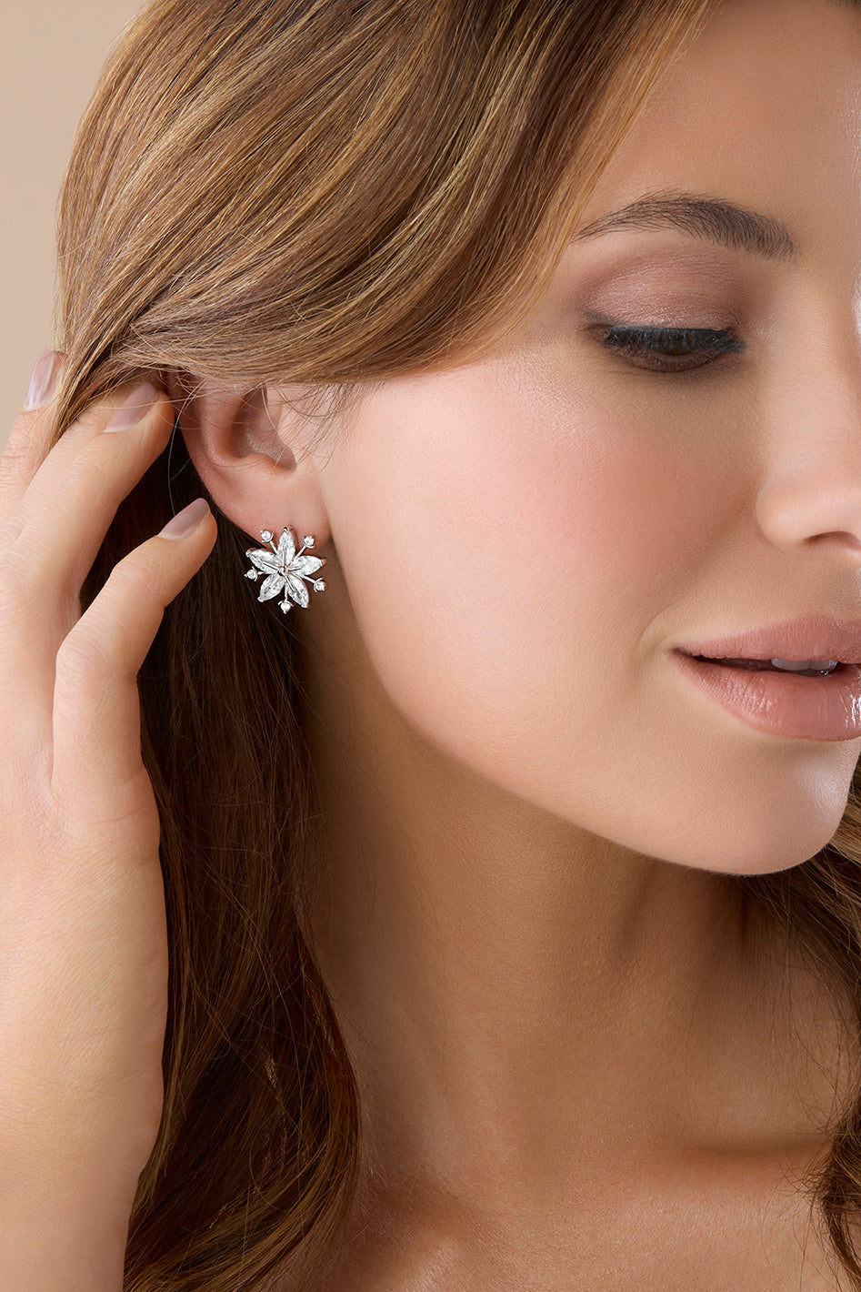 Snowflake Regular Simulated Diamond Stud Earrings