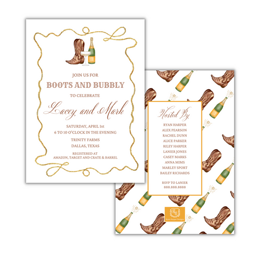 Boots and Bubbly - Wedding Shower Invite