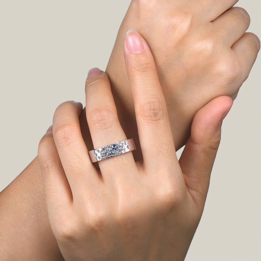 6mm Round Cut Color-change Alexandrite Mens Cluster Wedding Band