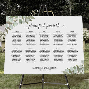 10 Table Rustic Eucalyptus Wedding Seating Chart Foam Board