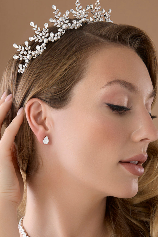 Poppy Simulated Diamond Tear Drop Stud Earrings