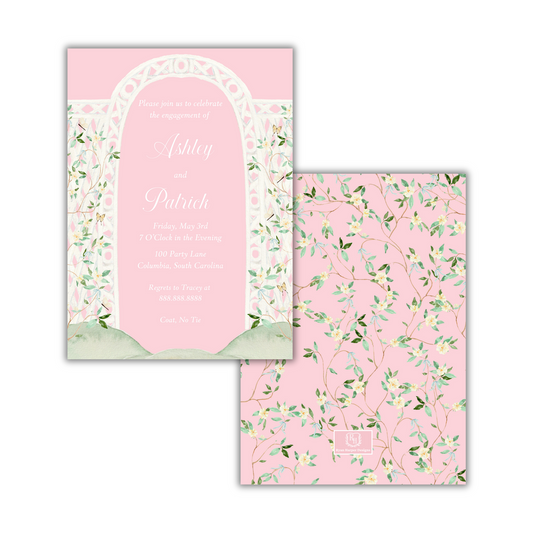 Pink Chinoiserie Garden - Wedding Shower Invite