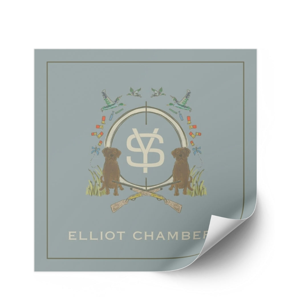 Chocolate Lab Duck Hunting Blue Crest Sticker