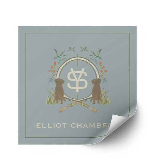 Chocolate Lab Duck Hunting Blue Crest Sticker