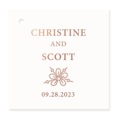 Personalized 2" Metallic Foil Square Favor Tag - Forget Me Not