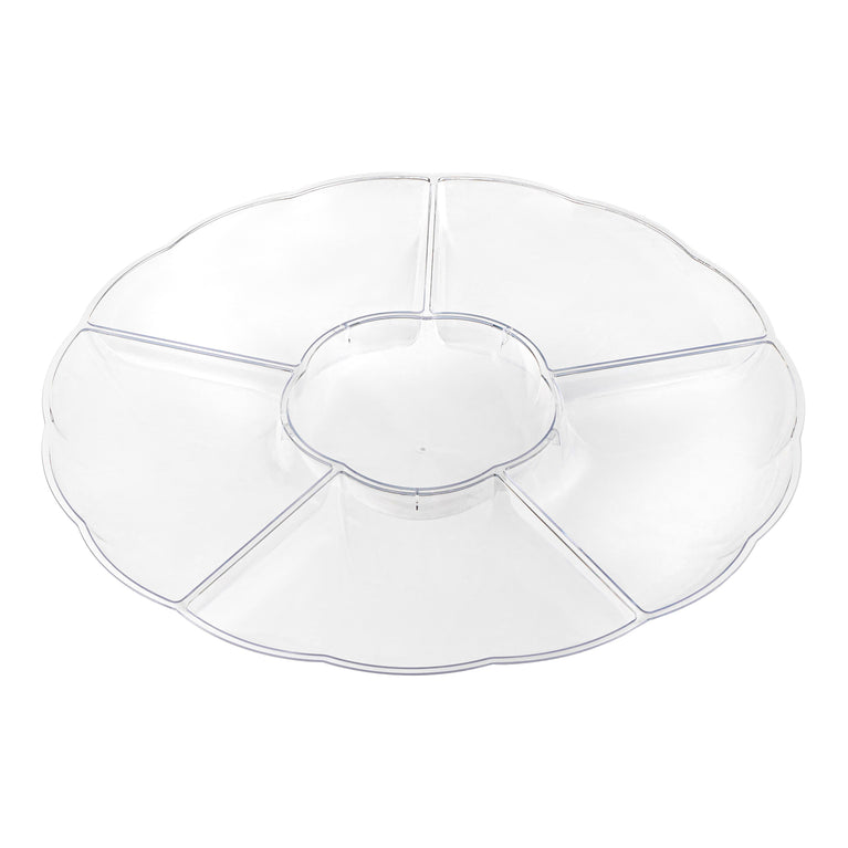 Clear Big 6-Partition Round Disposable Plastic Trays