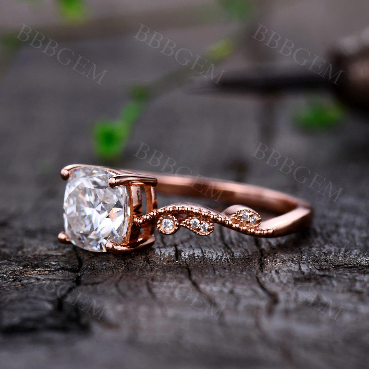 1.7CT Art Deco Cushion Cut Moissanite Engagement Ring In Rose Gold
