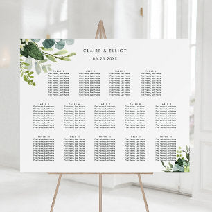 14 Table Eucalyptus Foliage Wedding Seating Chart Foam Board