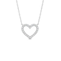 Petite Lab Created Diamond Studded Heart Necklace