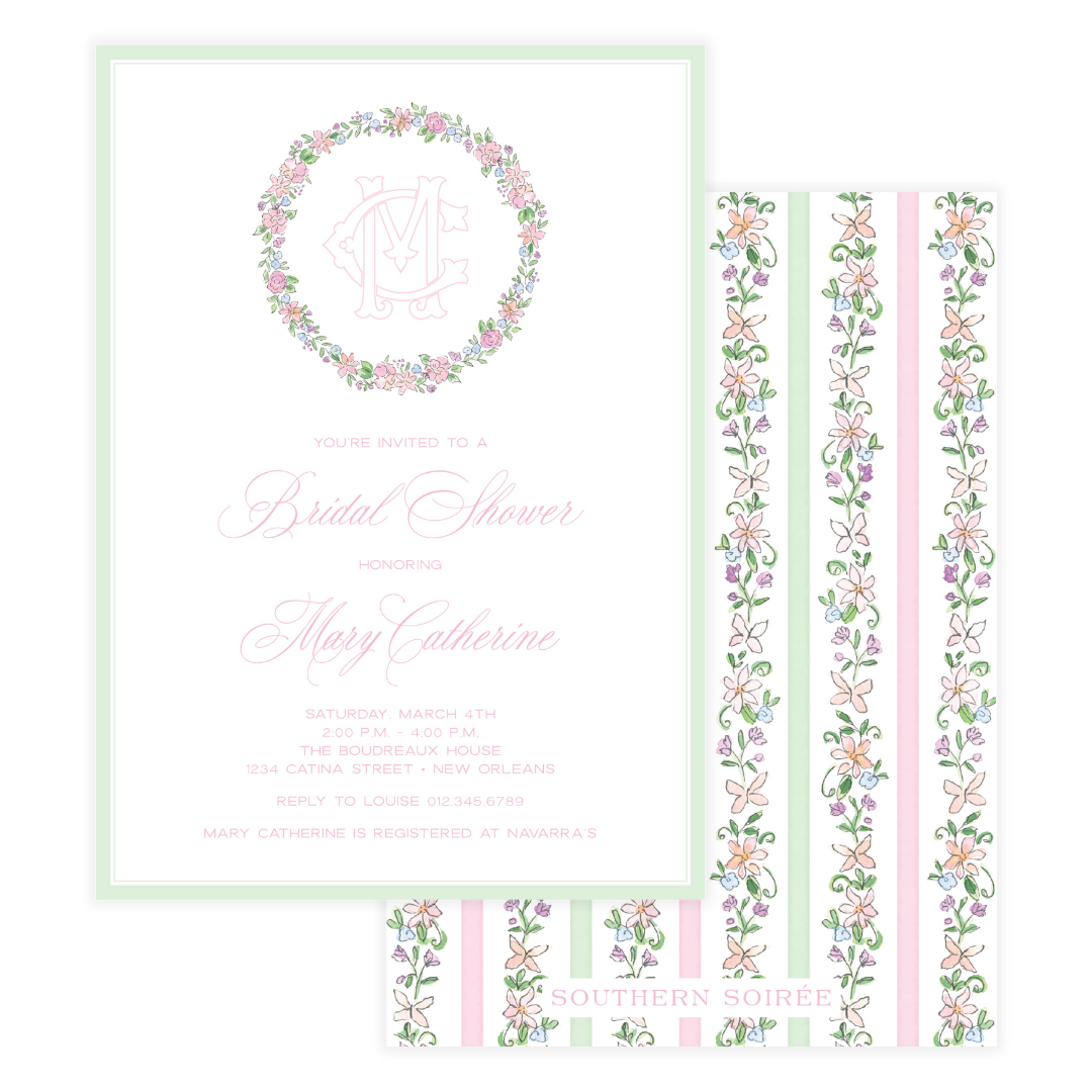Spring has Sprung Pink and Green Invitation