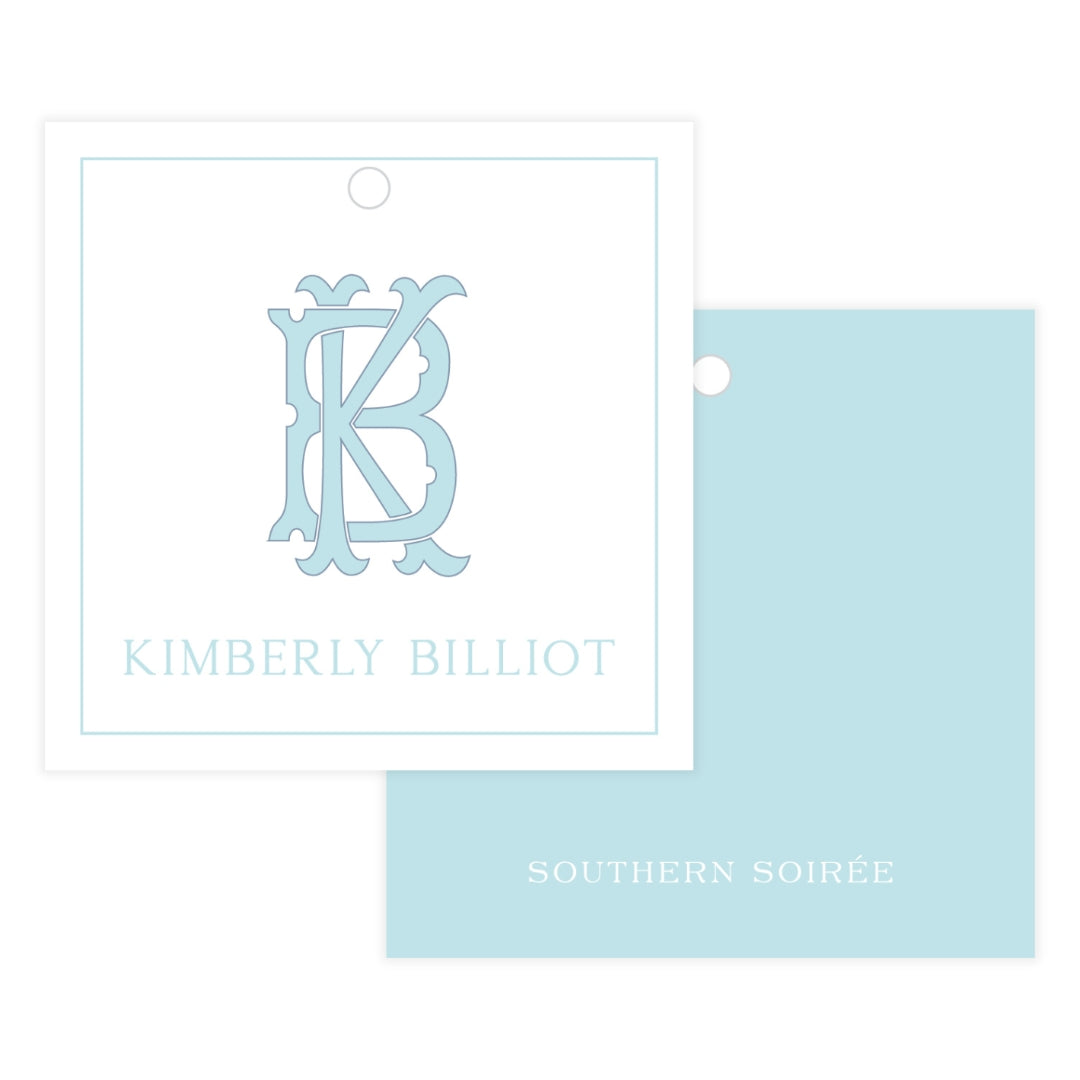 Chic Monogram Outlined Square Hanging Gift Tag