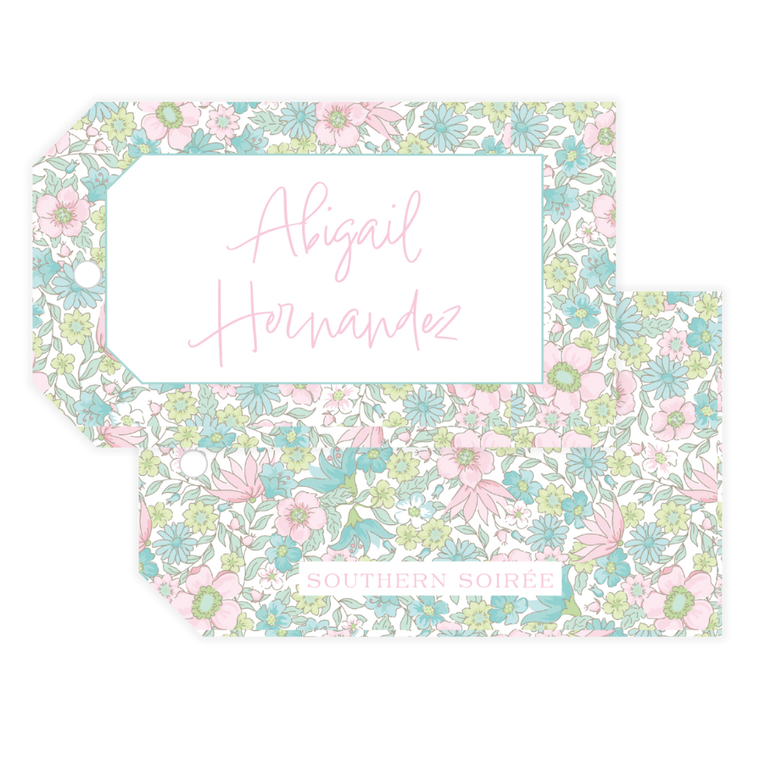 Ditsy Pink & Green Floral Gift Tag