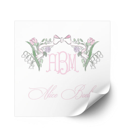Pink Floral Bow Sticker